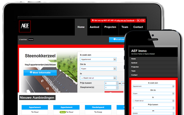 AEF Immo op een iPad en iPhone